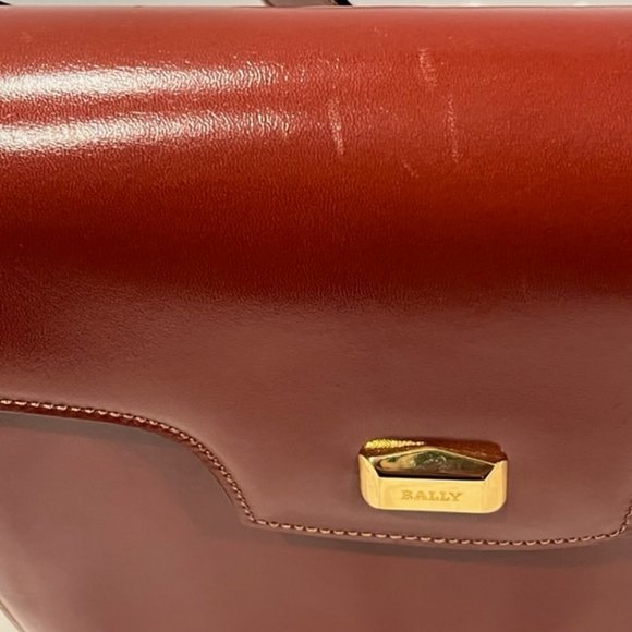 Vintage BALLY Structured Cognac Brown Leather Bag - Picture 12 of 14